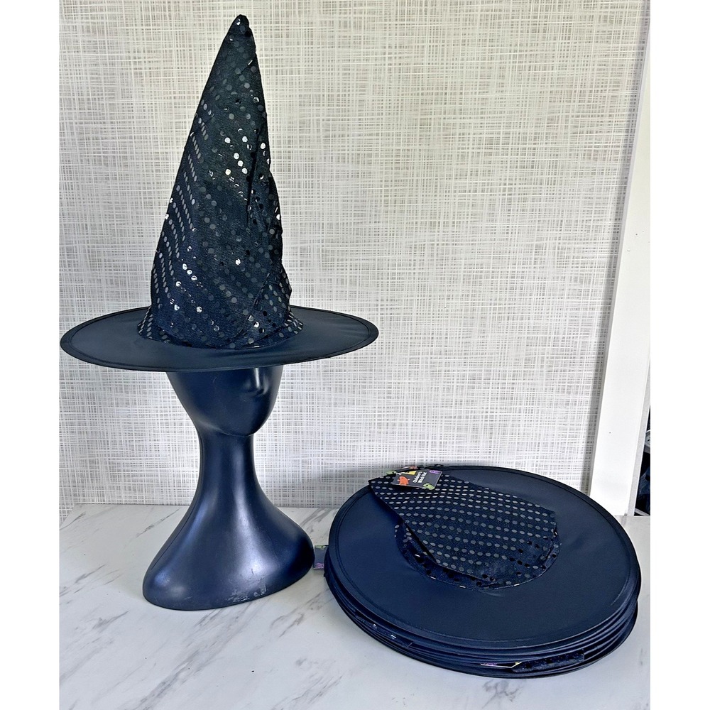 Halloween Black Sequins Witch Hats Costume Accessory Halloween Lot of 17 New!